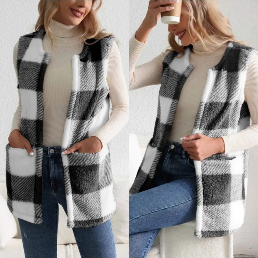Ivy Sherpa Vest Coat - Black